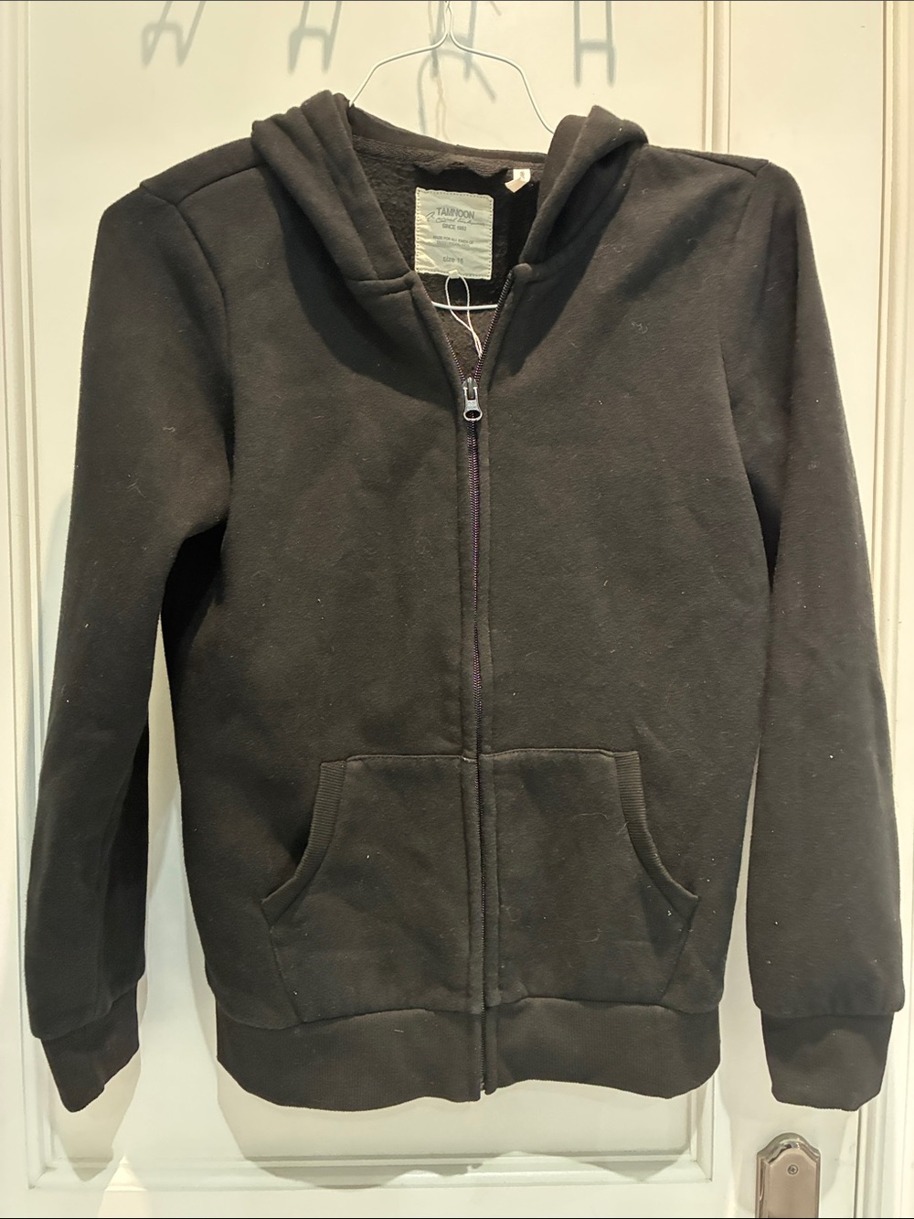 Kids Black Full-Zip Hoodie with Hood and Pockets*WILL FIT ADULT XSMALL-SMALL